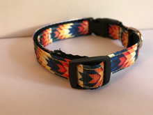 Load image into Gallery viewer, 5/8 inch Medium Orange, Yellow, Blue Aztec Dog Collar