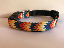 Load image into Gallery viewer, 5/8 inch Medium Orange, Yellow, Blue Aztec Dog Collar