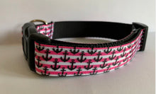 Load image into Gallery viewer, Pink Stripes with Black Anchors Summer Nautical 1 inch Large Dog Collar