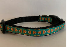 Load image into Gallery viewer, 1/2 inch Teal and Orange Fox Small Dog Collar