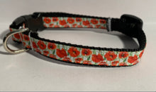 Load image into Gallery viewer, 1/2 Inch Red Poppy Floral Small Dog Collar