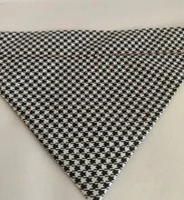 Load image into Gallery viewer, Black and White Houndstooth with Red Stitching Alabama Football Dog Collar Bandana Extra Small, Small, Medium or Large