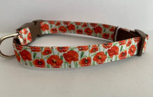 Load image into Gallery viewer, Red Poppy Flowers Summer Spring 5/8 inch Medium Dog Collar