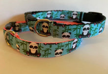 Load image into Gallery viewer, Aqua Panda Bears 5/8 inch Medium Dog Collar on Pink or Black Nylon