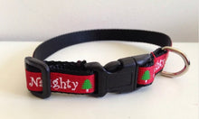 Load image into Gallery viewer, 1/2 inch Red Naughty/Nice Holiday Dog Collar