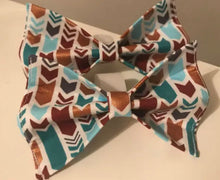 Load image into Gallery viewer, Blue and Gold Herringbone Dog Bow Tie in Small, Medium or Large