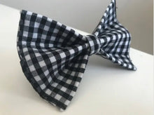 Load image into Gallery viewer, Black and White Gingham Plaid Dog Bow Tie in Xsmall, Small, Medium or Large