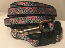 Load image into Gallery viewer, Small 1/2 inch Bohemain Medallion Leash and Collar Set