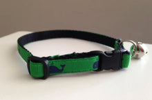 Load image into Gallery viewer, Green with Dark Blue Whales Cat Collar