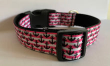 Load image into Gallery viewer, Pink Stripes with Black Anchors Summer Nautical 1 inch Large Dog Collar