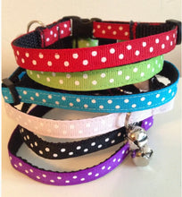 Load image into Gallery viewer, The Polka Dot Cat Collar in Red, Green, Blue, Pink, Black, Purple