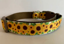 Load image into Gallery viewer, 1 inch Brown and Yellow Sunflowers Large Dog Collar