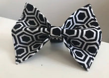 Load image into Gallery viewer, Black and White Hexagon Dog Bow Tie in Small, Medium or Large