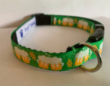 Load image into Gallery viewer, 5/8 inch Green Cheers Beer Mug Medium Dog Collar