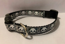 Load image into Gallery viewer, Small 1/2 inch Mini Gray Pandas on Red or Black Nylon Dog Collar