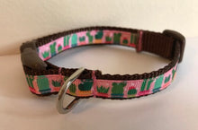 Load image into Gallery viewer, Pink and Green Cacti 1/2 inch Small Dog Collar