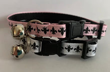 Load image into Gallery viewer, Pink and Black or White and Black New Orleans Inspired Fleur De Lis Cat Collar