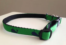 Load image into Gallery viewer, Green with Dark Blue Whales Cat Collar