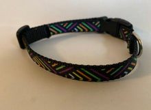 Load image into Gallery viewer, Small 1/2 Inch Orange, Green, Purple, Black Stripes Halloween Holiday Dog Collar