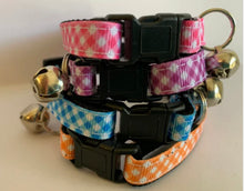 Load image into Gallery viewer, Plaid Cat Collar in Blue, Orange, Pink Or Purple