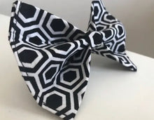 Load image into Gallery viewer, Black and White Hexagon Dog Bow Tie in Small, Medium or Large