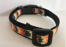 Load image into Gallery viewer, 1/2 inch Small Yellow, Blue and Orange Southwestern Aztec Dog Collar