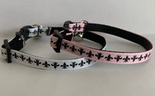 Load image into Gallery viewer, Pink and Black or White and Black New Orleans Inspired Fleur De Lis Cat Collar