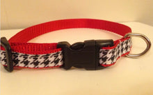 Load image into Gallery viewer, Small 1/2 inch Red and Houndstooth Alabama Leash and Collar Set