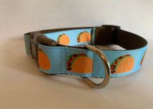 Load image into Gallery viewer, Large 1 inch Blue Taco Tuesday Dog Collar