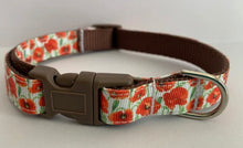 Load image into Gallery viewer, Red Poppy Flowers Summer Spring 5/8 inch Medium Dog Collar