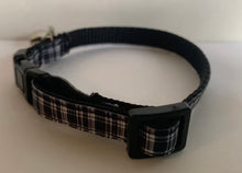 Load image into Gallery viewer, Black and White Plaid Cat Collar with Breakaway Safety Buckle