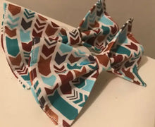 Load image into Gallery viewer, Blue and Gold Herringbone Dog Bow Tie in Small, Medium or Large