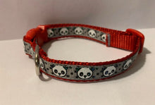 Load image into Gallery viewer, Small 1/2 inch Mini Gray Pandas on Red or Black Nylon Dog Collar