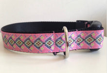 Load image into Gallery viewer, Pink and Yellow Aztec Print 1 inch Large Dog Collar