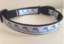Load image into Gallery viewer, 1/2 Inch Blue Dolphins and Waves Small Dog Collar