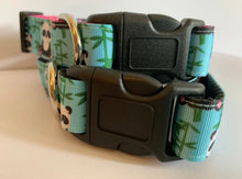 Load image into Gallery viewer, Aqua Panda Bears 1 inch Large Dog Collar on Pink or Black Nylon