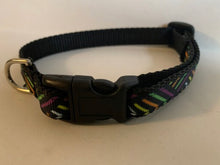 Load image into Gallery viewer, Small 1/2 Inch Orange, Green, Purple, Black Stripes Halloween Holiday Dog Collar