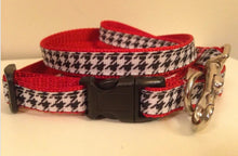 Load image into Gallery viewer, Small 1/2 inch Red and Houndstooth Alabama Leash and Collar Set