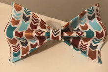 Load image into Gallery viewer, Blue and Gold Herringbone Dog Bow Tie in Small, Medium or Large