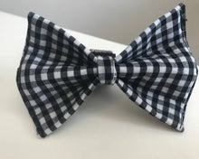 Load image into Gallery viewer, Black and White Gingham Plaid Dog Bow Tie in Xsmall, Small, Medium or Large
