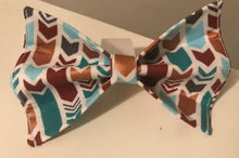 Load image into Gallery viewer, Blue and Gold Herringbone Dog Bow Tie in Small, Medium or Large