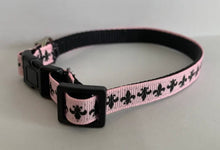 Load image into Gallery viewer, Pink and Black or White and Black New Orleans Inspired Fleur De Lis Cat Collar