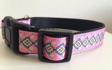 Load image into Gallery viewer, Pink and Yellow Aztec Print 1 inch Large Dog Collar