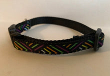 Load image into Gallery viewer, Small 1/2 Inch Orange, Green, Purple, Black Stripes Halloween Holiday Dog Collar