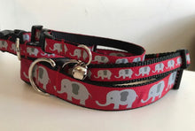 Load image into Gallery viewer, Crimson with Gray Elephants Alabama Football Collar in 1 inch, 5/8 inch, 1/2 inch or Cat size