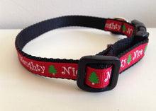Load image into Gallery viewer, 1/2 inch Red Naughty/Nice Holiday Dog Collar