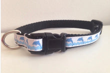 Load image into Gallery viewer, 1/2 Inch Blue Dolphins and Waves Small Dog Collar