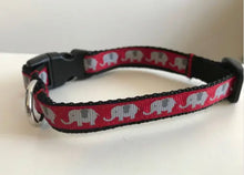 Load image into Gallery viewer, Crimson with Gray Elephants Alabama Football Collar in 1 inch, 5/8 inch, 1/2 inch or Cat size