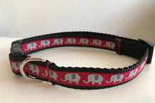 Load image into Gallery viewer, Crimson with Gray Elephants Alabama Football Collar in 1 inch, 5/8 inch, 1/2 inch or Cat size