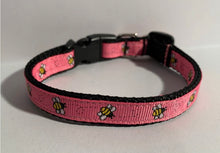 Load image into Gallery viewer, 1/2 inch Small Pink or Green Bumble Bees Dog Collar